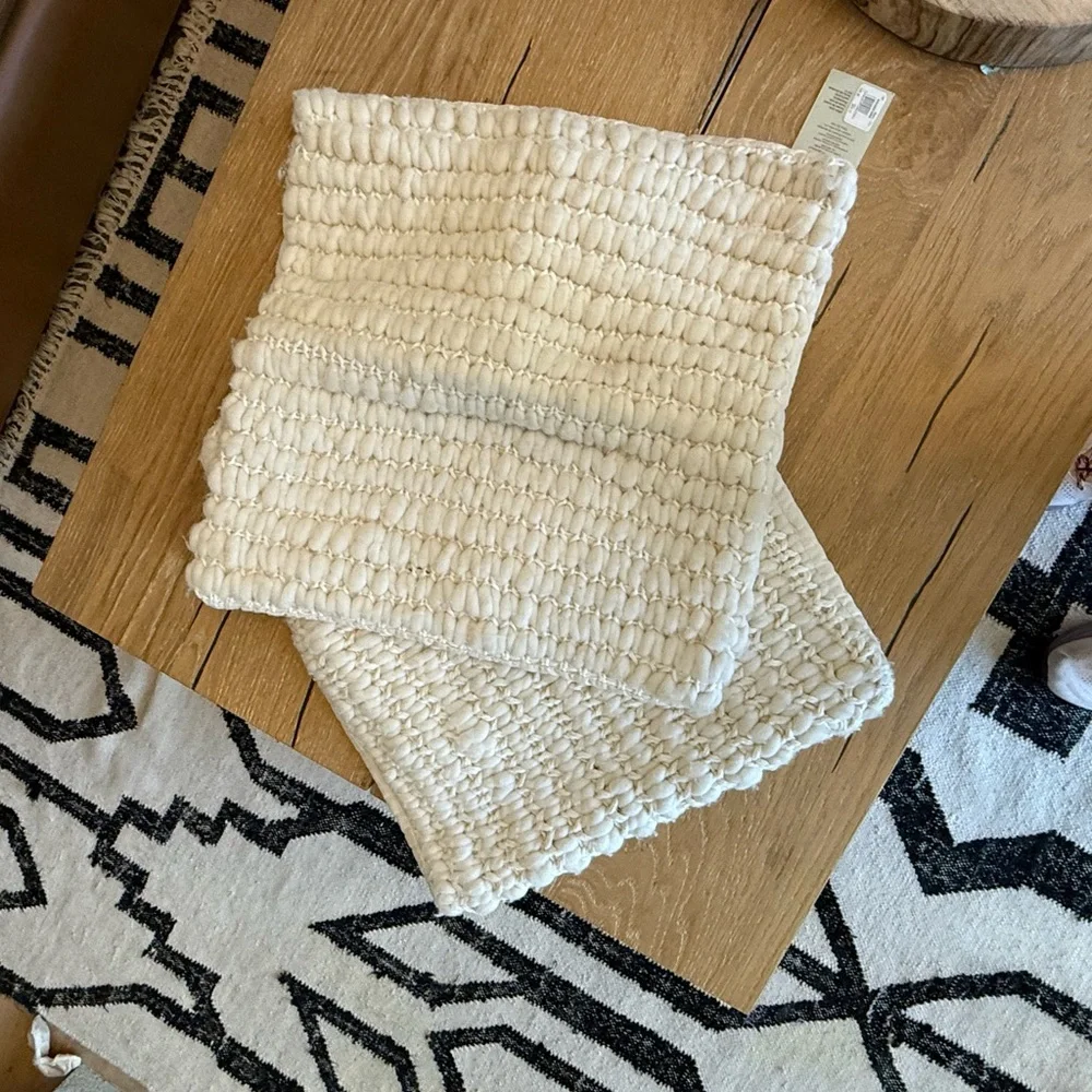 West Elm Cream Textured Accent Pillow NWT